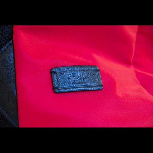Fendi Monster Nylon Backpack with Fur Crest Red main image 4